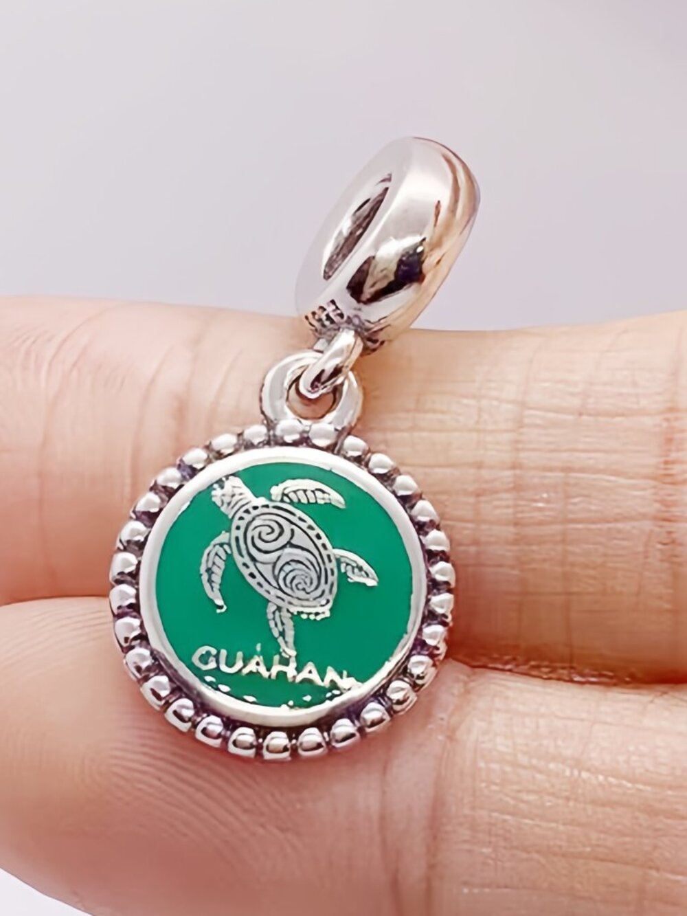 Pandora Guahan Guam Destination Dangle Charm Sea Turtle Green Enamel Travel